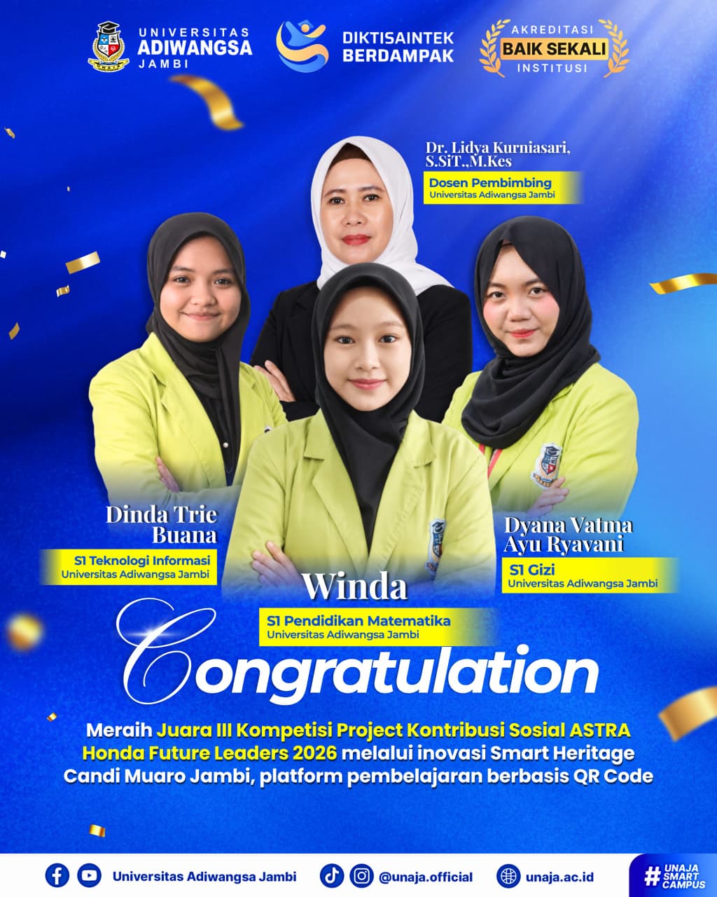 Tim UNAJA Raih Juara III pada Kompetisi Project Kontribusi Sosial ASTRA Honda Future Leaders 2026