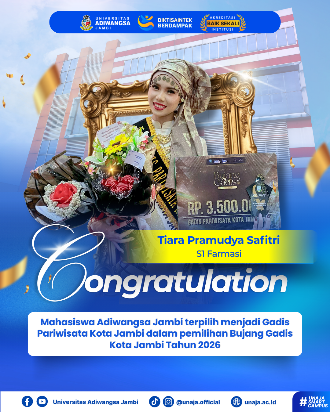 Mahasiswa Kampus Swasta Terbaik di Jambi (UNAJA) Raih Predikat Gadis Pariwisata Kota Jambi 2026