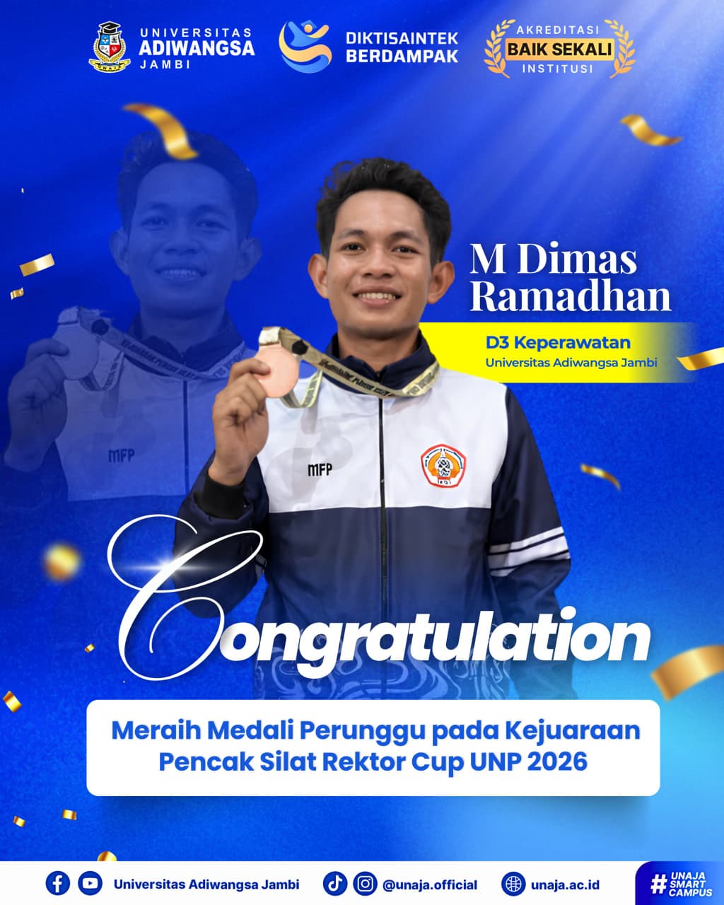 Mahasiswa D3 Keperawatan UNAJA Raih Medali Perunggu di Kejuaraan Pencak Silat Rektor Cup UNP 2026