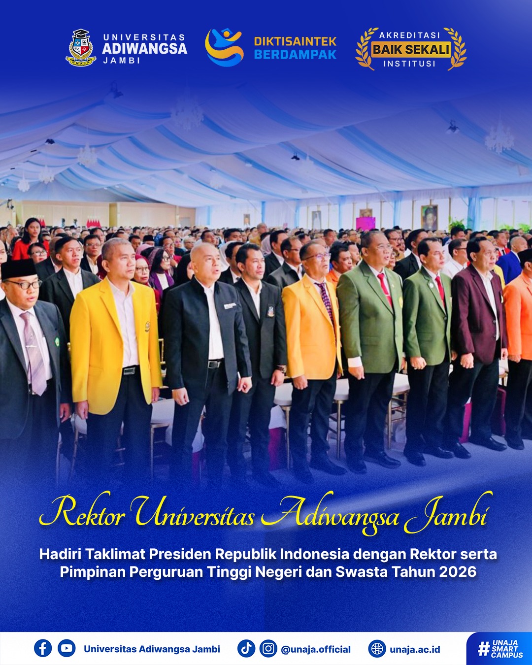 Rektor Universitas Adiwangsa Jambi Hadiri Taklimat Presiden Republik Indonesia Bersama Rektor dan Pimpinan Perguruan Tinggi Tahun 2026