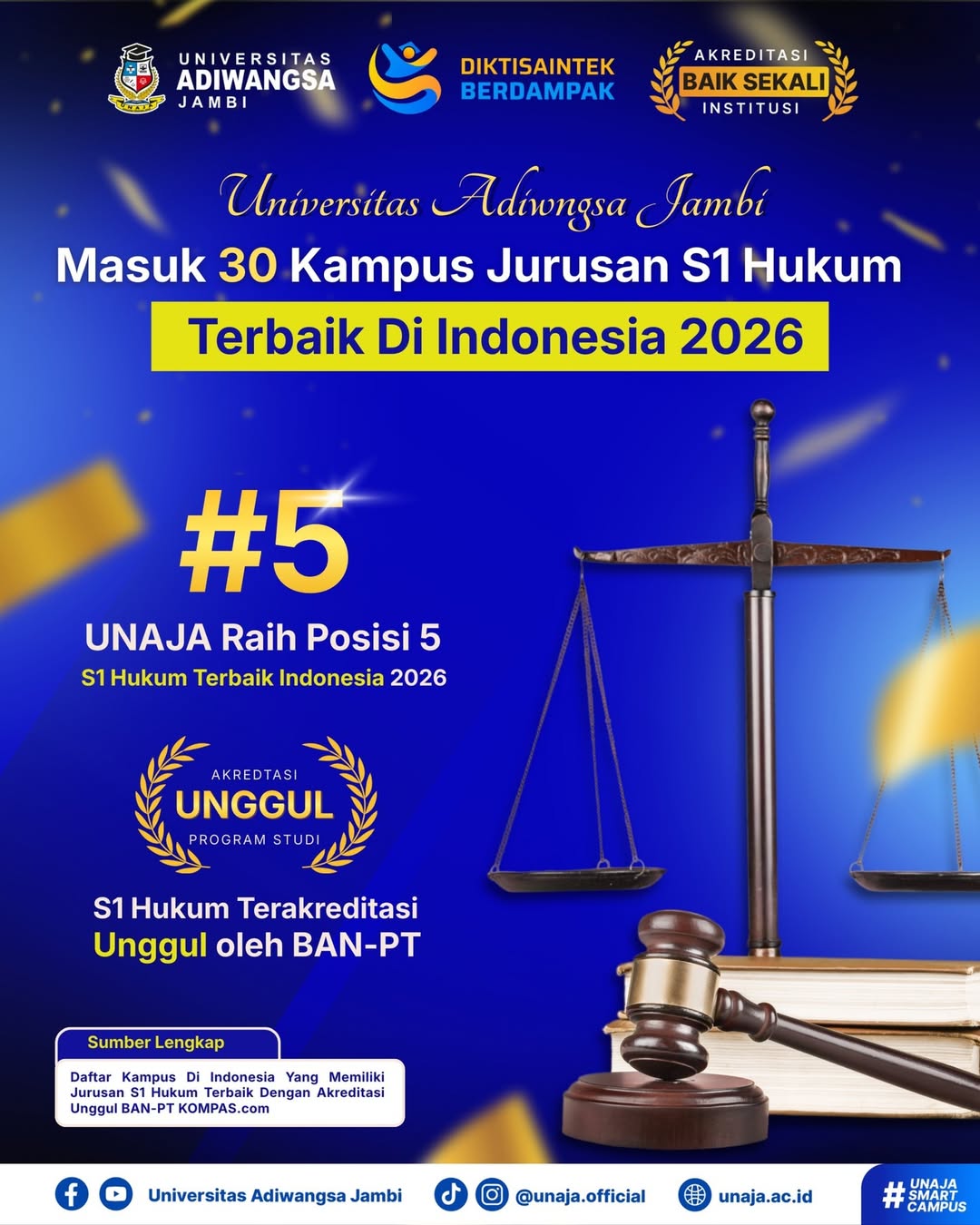 Prodi S1 Hukum Universitas Adiwangsa Jambi Masuk Daftar Kampus Hukum Terbaik Indonesia 2026
