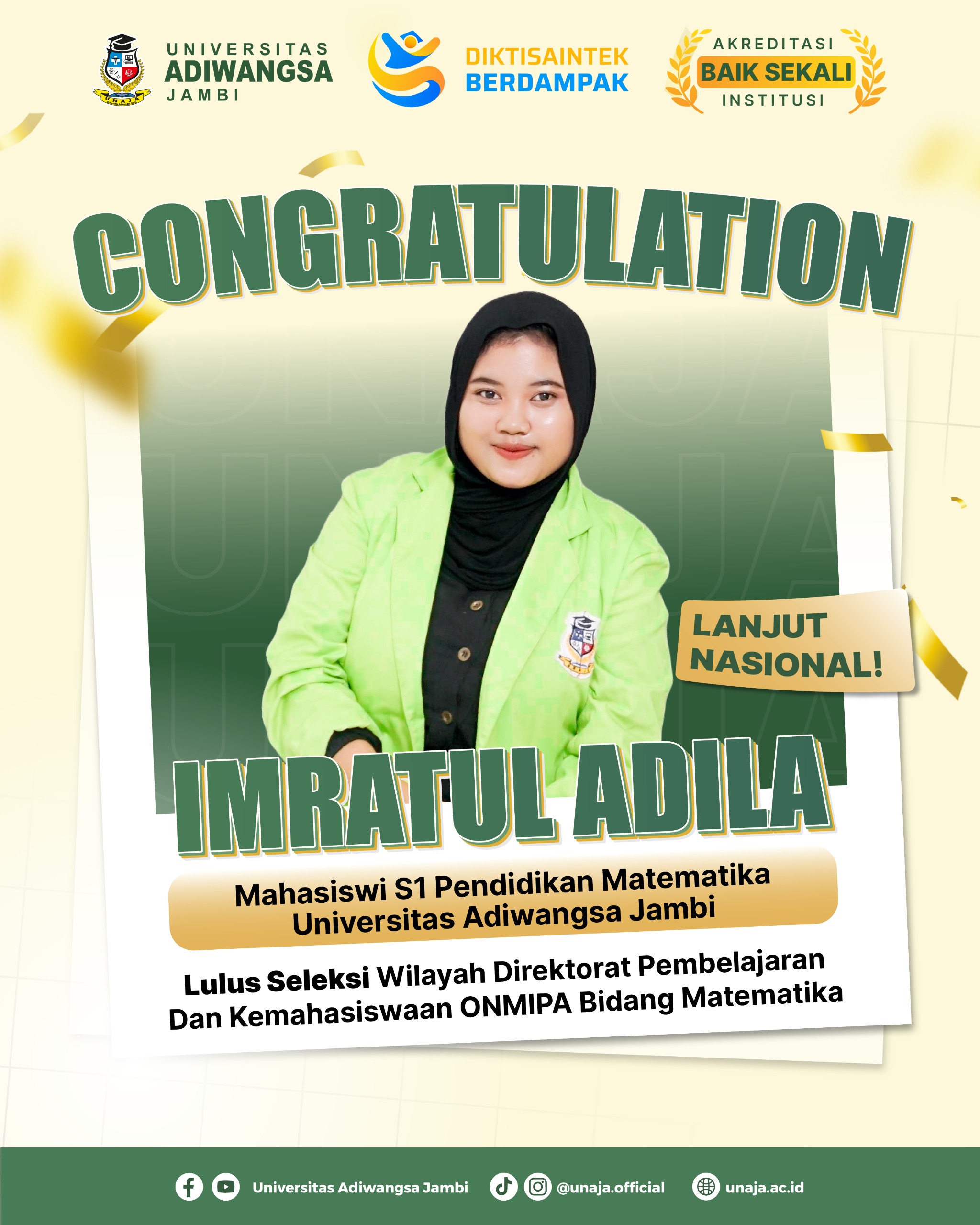 Kampus Swasta Terbaik di Jambi: Mahasiswi UNAJA Lolos Seleksi Wilayah ONMIPA dan Melaju ke Tingkat Nasional